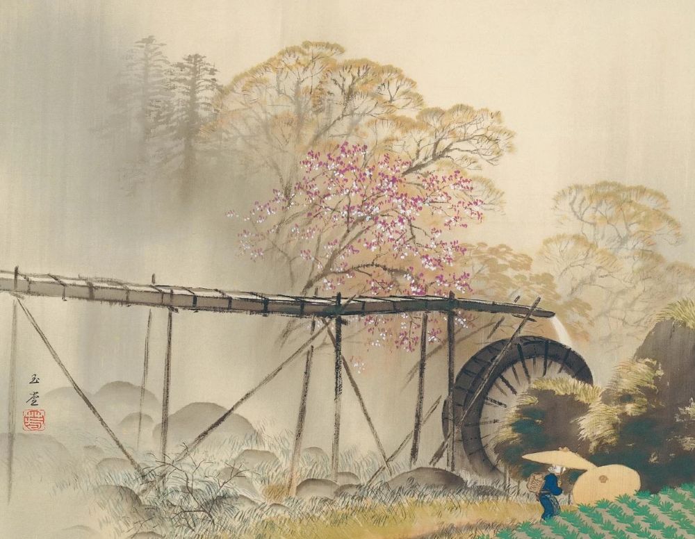 川合玉堂「春雨」